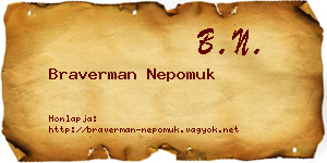 Braverman Nepomuk névjegykártya